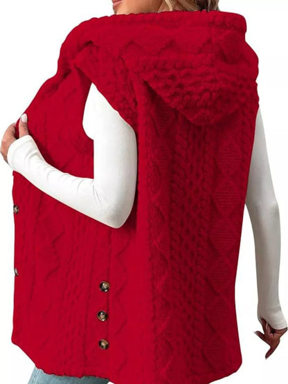 Hooded Button-Up Sherpa Vest Coat – Uneeque Designzz