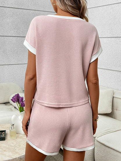 Contrast Trim Short Sleeve Top and Shorts Set – Uneeque Designzz