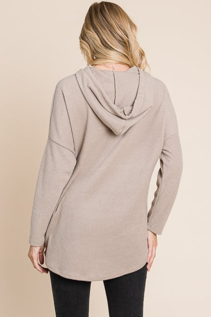 BOMBOM Contrast Drawstring Drop Shoulder Knit Hoodie – Uneeque Designzz