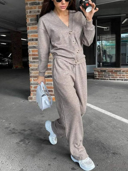 Full Size Button-Up Long Sleeve Top and Pants Set – Uneeque Designzz