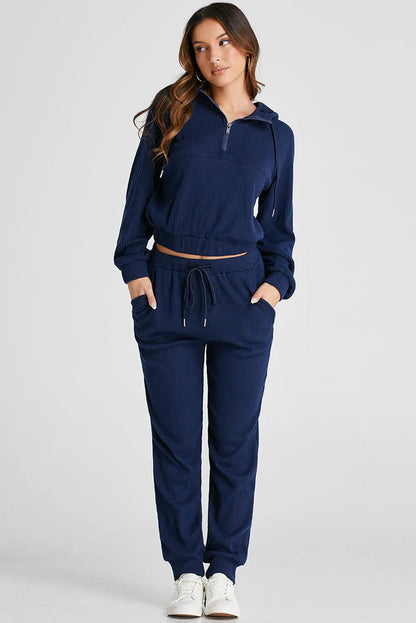 Drawstring Half Zip Hoodie and Joggers Active Set – Uneeque Designzz
