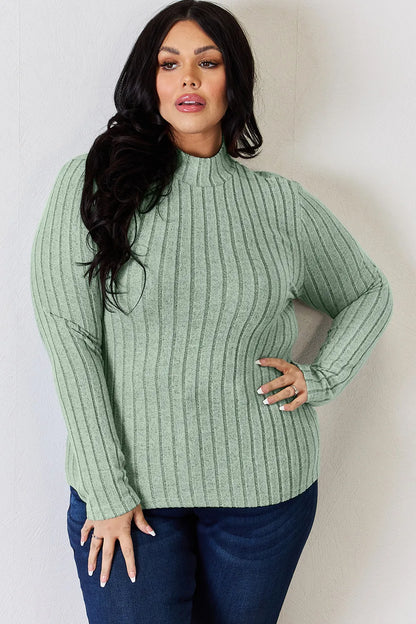 Basic Bae Full Size Ribbed Mock Neck Long Sleeve T-Shirt – Uneeque Designzz