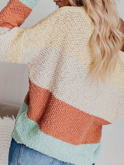 Color Block Round Neck Long Sleeve Sweater – Uneeque Designzz