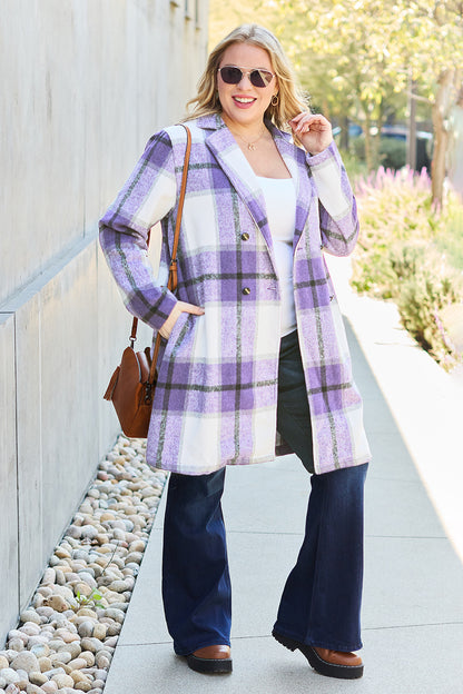 Double Take Full Size Plaid Button-Up Lapel Collar Coat – Uneeque Designzz
