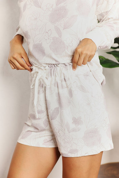 Double Take Floral Long Sleeve Top and Shorts Loungewear Set – Uneeque Designzz