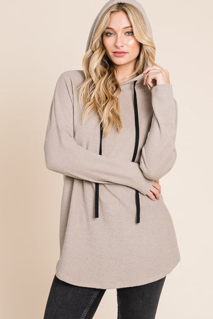 BOMBOM Contrast Drawstring Drop Shoulder Knit Hoodie – Uneeque Designzz