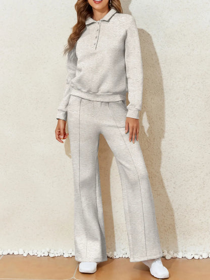 Collared Sweatshirt and High Waist Pants Active Set – Uneeque Designzz
