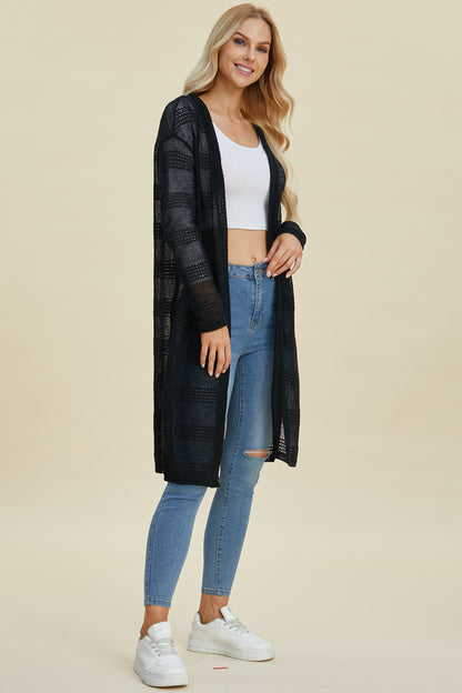 Double Take Full Size Open-Front Longline Cardigan – Uneeque Designzz