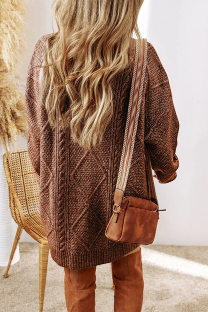 Cable-Knit Round Neck Sweater Dress – Uneeque Designzz