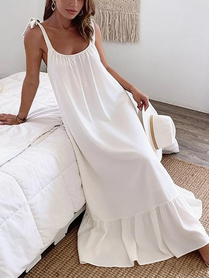 Sleeveless Tie Strap Flowy Maxi Dress Casual Everyday – Uneeque Designzz