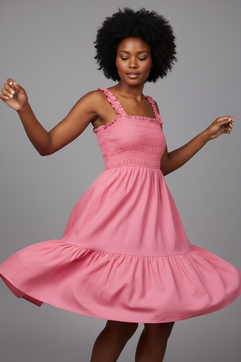 BiBi Smocked Ruffle Hem Mini Dress by Uneeque Designzz