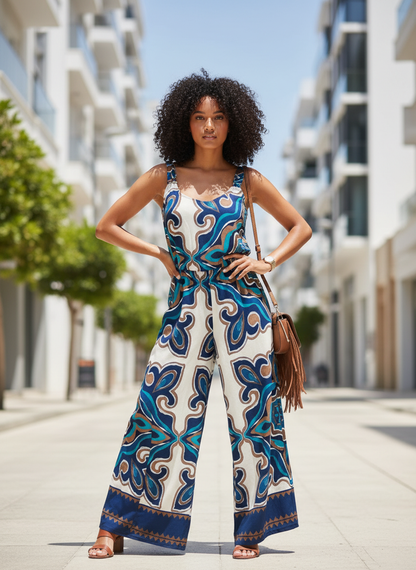 Paisley Spaghetti Strap Wide Leg Jumpsuit – Uneeque Designzz