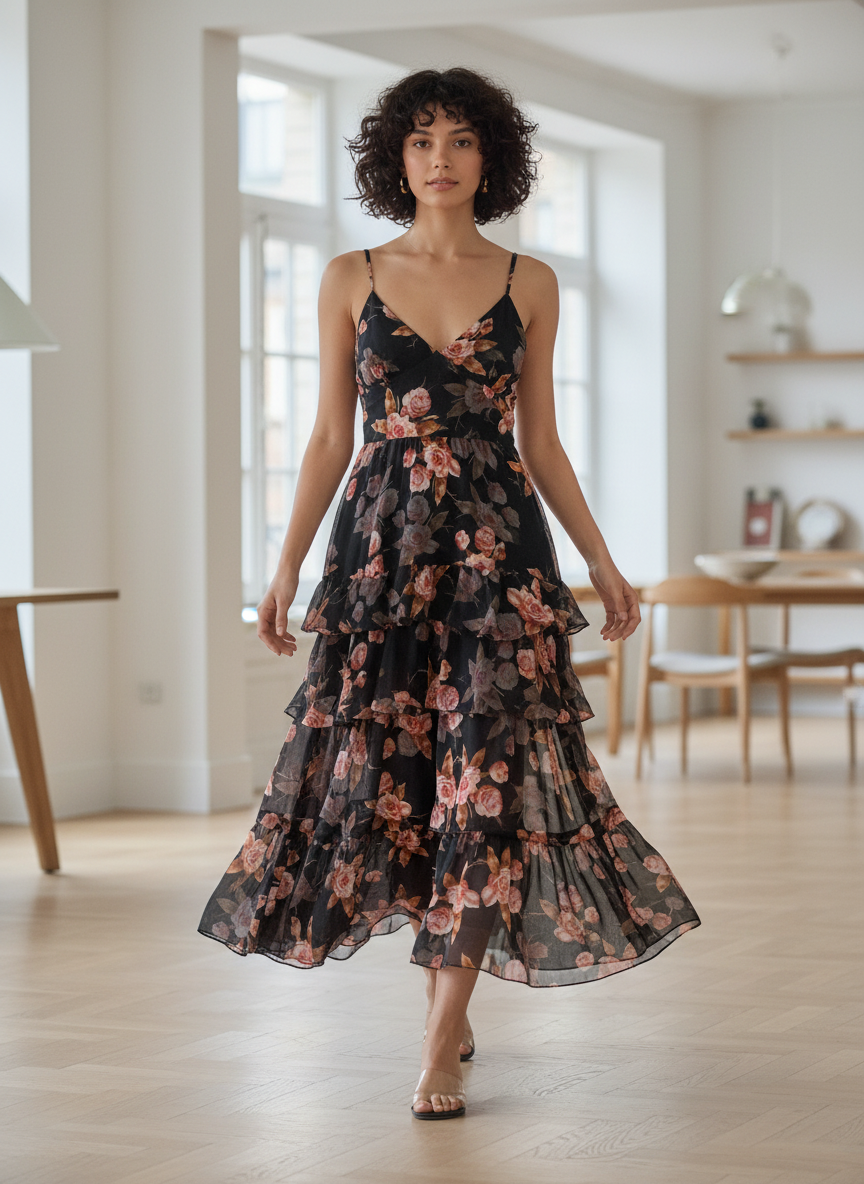 Floral Layered Maxi Cami Dress by Trendsi