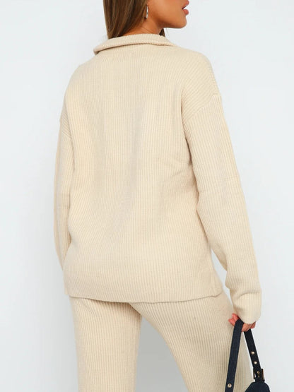 Quarter Zip Long Sleeve Top and Pants Set – Uneeque Designzz