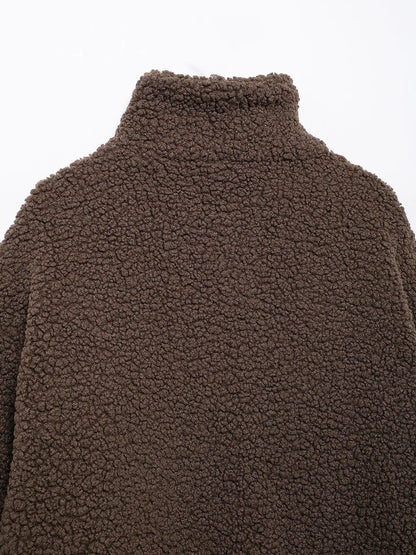 Zip-Up Turtleneck Plush Jacket Long Sleeve Pocketed Top – Uneeque Designzz