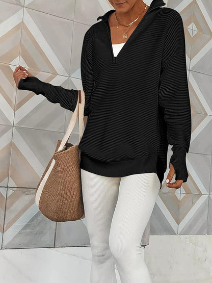 Half Zip Long Sleeve Knit Top – Uneeque Designzz