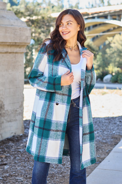 Double Take Full Size Plaid Button-Up Lapel Collar Coat – Uneeque Designzz