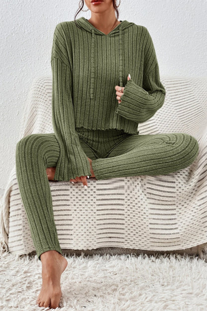 Lettuce Hem Dropped Shoulder Hooded Top and Pants Set – Uneeque Designzz