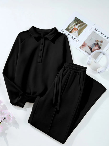 Collared Sweatshirt and High Waist Pants Active Set – Uneeque Designzz
