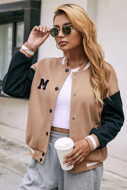 Ivy Lane Contrast Baseball Collar Snap Down Jacket – Uneeque Designzz