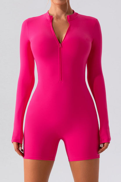 Half Zip Long Sleeve Active Romper – Uneeque Designzz
