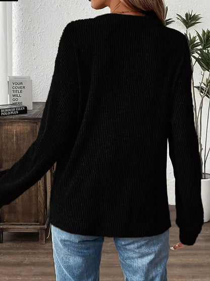 Ribbed Button Detail Long Sleeve T-Shirt – Uneeque Designzz