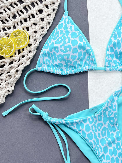 Leopard Print Halter Neck Tie Side Bikini Set – Uneeque Designzz