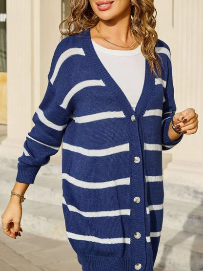 Striped Button-Down Knit Cardigan – Uneeque Designzz