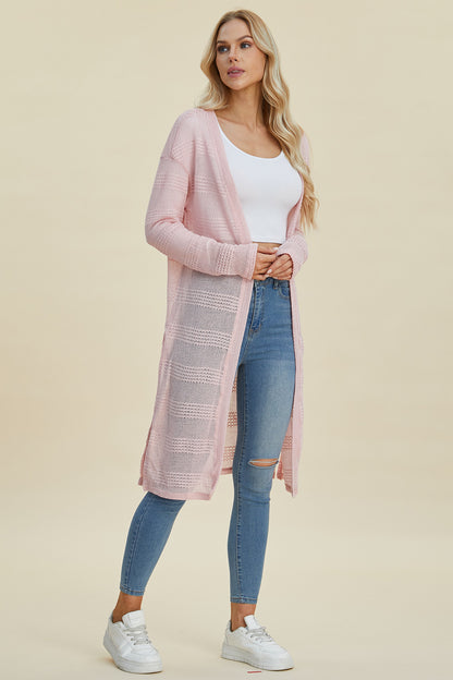 Double Take Full Size Open-Front Longline Cardigan – Uneeque Designzz