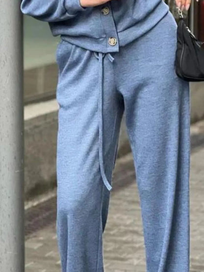 Full Size Button-Up Long Sleeve Top and Pants Set – Uneeque Designzz