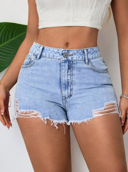 Distressed Raw Hem Denim Shorts – Uneeque Designzz