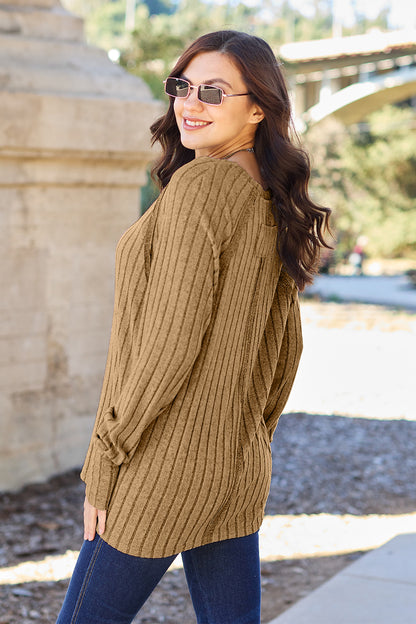 Basic Bae Full Size Ribbed Round Neck Long Sleeve Knit Top – Uneeque Designzz