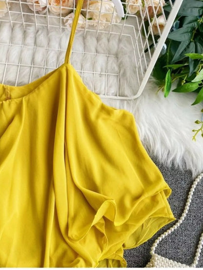 Ruffled Flowy Cami Tank Top with Tie Detail Lightweight Polyester – Uneeque Designzz