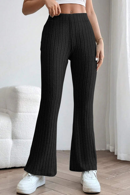 Basic Bae Full Size Ribbed High Waist Flare Pants – Uneeque Designzz