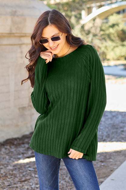 Basic Bae Full Size Ribbed Round Neck Long Sleeve Knit Top – Uneeque Designzz