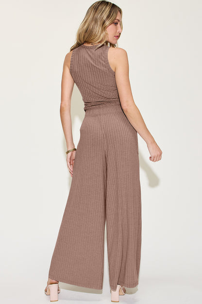 Basic Bae Full Size Ribbed Tank and Wide Leg Pants Set – Uneeque Designzz