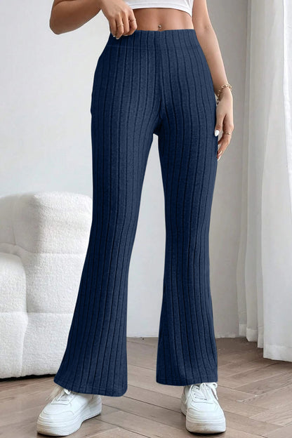 Basic Bae Full Size Ribbed High Waist Flare Pants – Uneeque Designzz