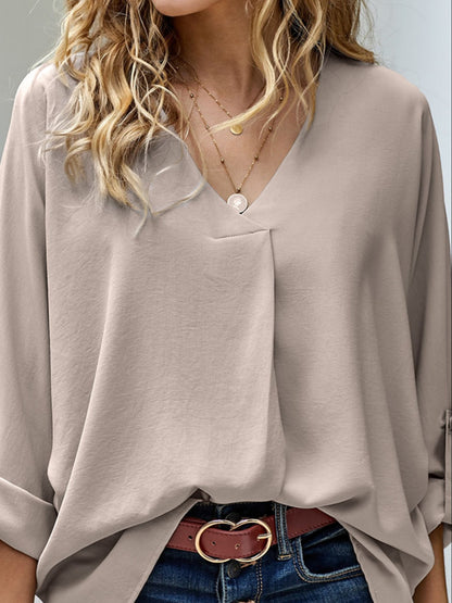 Elegant V-Neck Long Sleeve Blouse – Uneeque Designzz
