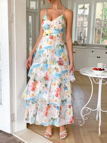 Floral Layered Maxi Cami Dress – Uneeque Designzz