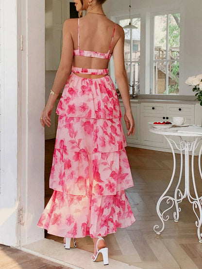 Floral Layered Maxi Cami Dress – Uneeque Designzz