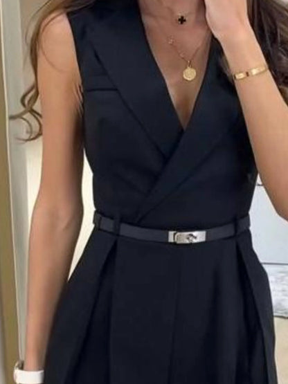 Solid Sleeveless Surplice Romper – Uneeque Designzz