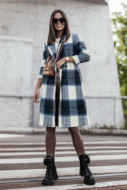 Double Take Full Size Plaid Button-Up Lapel Collar Coat – Uneeque Designzz