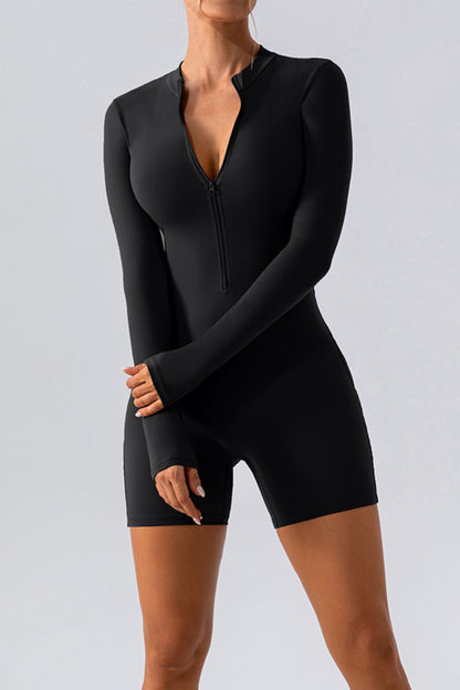 Half Zip Long Sleeve Active Romper – Uneeque Designzz
