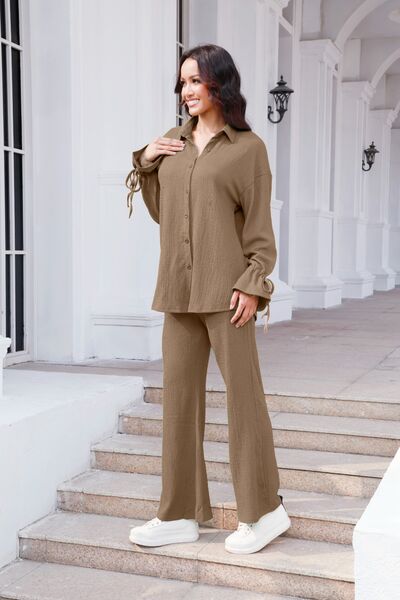 Drawstring Flounce Sleeve Shirt and Pants Set – Uneeque Designzz