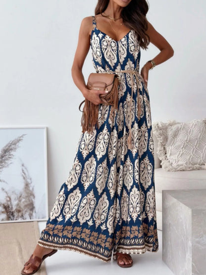 Paisley Spaghetti Strap Wide Leg Jumpsuit – Uneeque Designzz