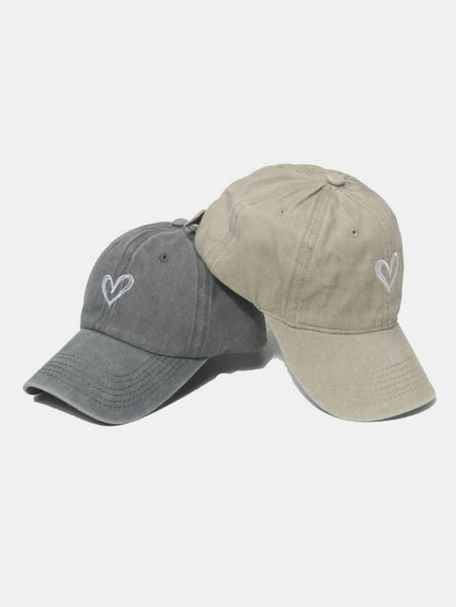 Embroidered Heart Washed Cotton Baseball Cap – Uneeque Designzz