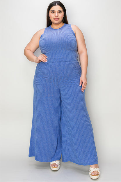 Basic Bae Full Size Ribbed Tank and Wide Leg Pants Set – Uneeque Designzz