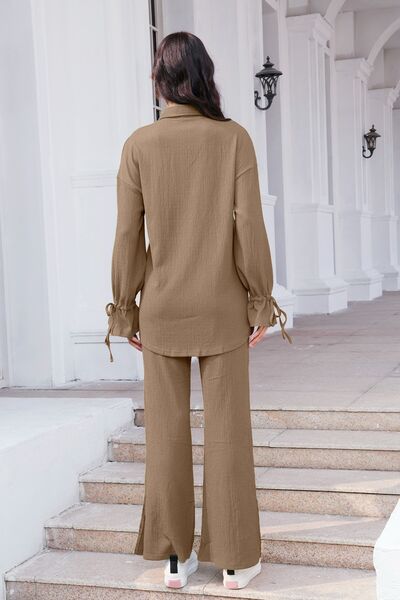 Drawstring Flounce Sleeve Shirt and Pants Set – Uneeque Designzz