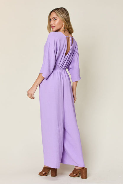 Double Take Full Size Surplice Wide Leg Jumpsuit with Pockets – Uneeque Designzz