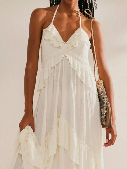 Ruffled Halter Maxi Dress – Flowy & Feminine – Uneeque Designzz